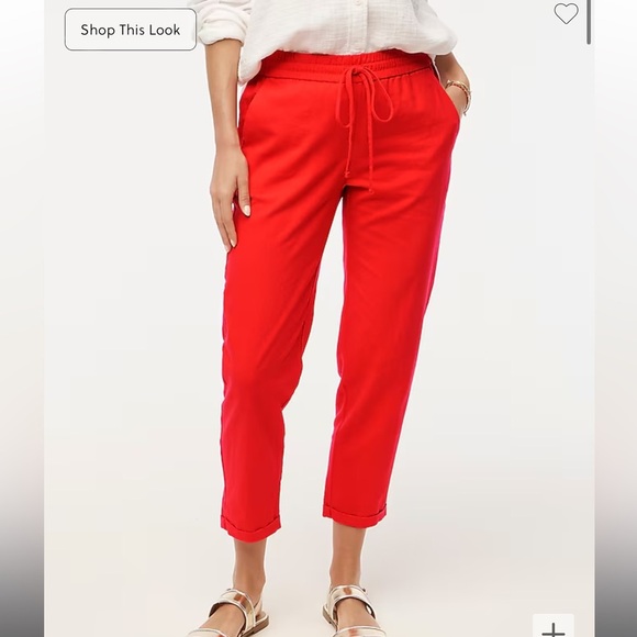 New J.Crew Linen cotton blend drawstring pant